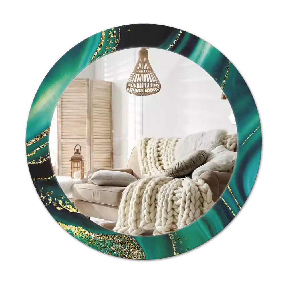 Kulaté dekorační zrcadlo na zeď Smaragdový mramor