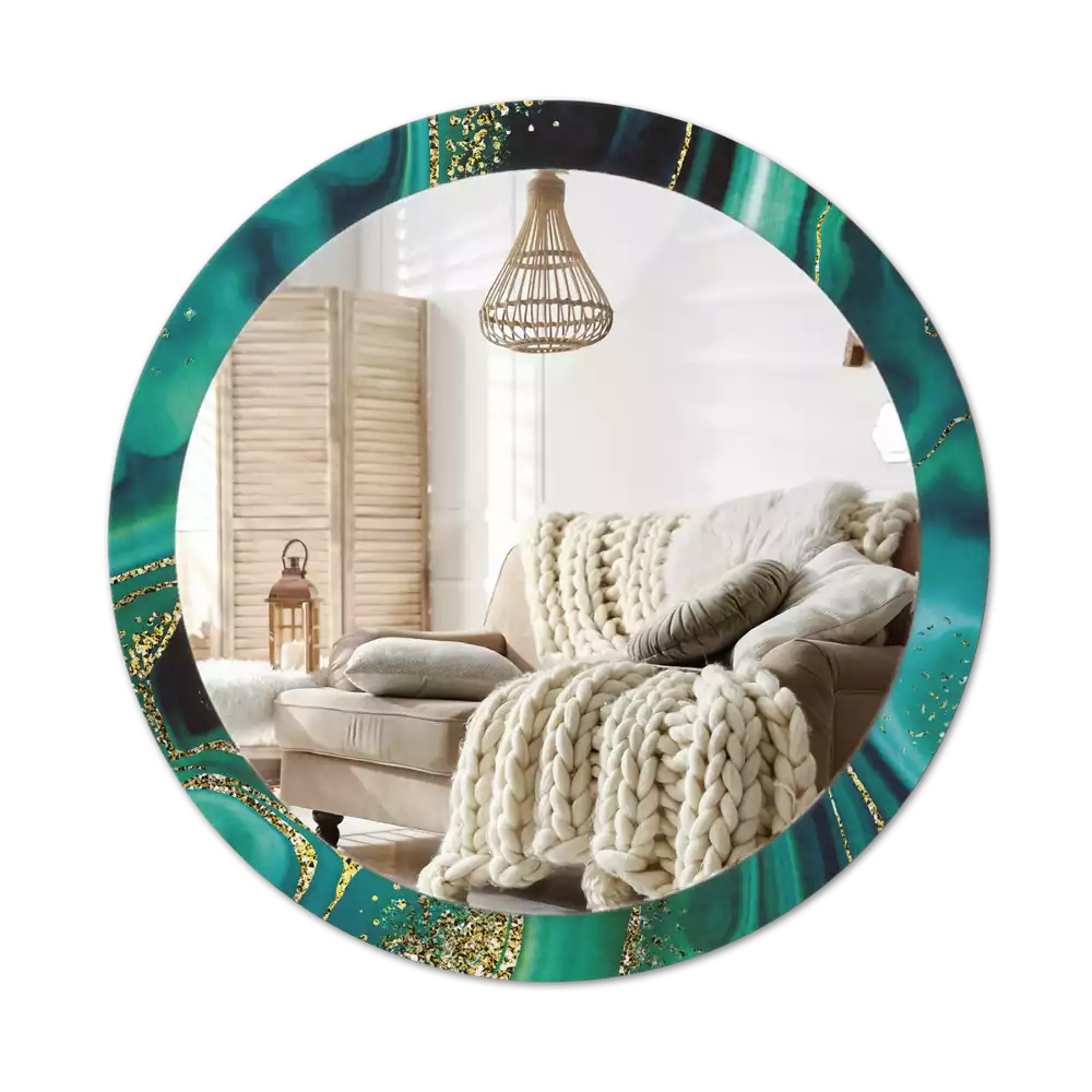 Kulaté dekorační zrcadlo na zeď Smaragdový mramor