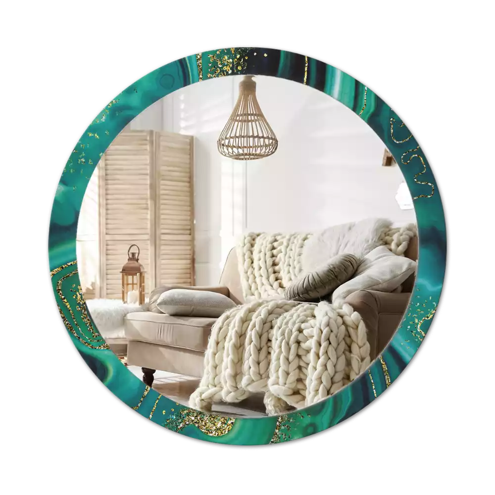 Kulaté dekorační zrcadlo na zeď Smaragdový mramor