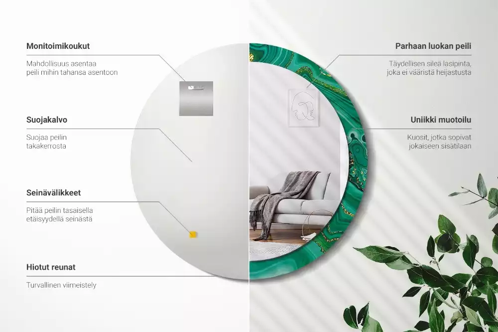 Kulaté dekorační zrcadlo na zeď Achátový mramor