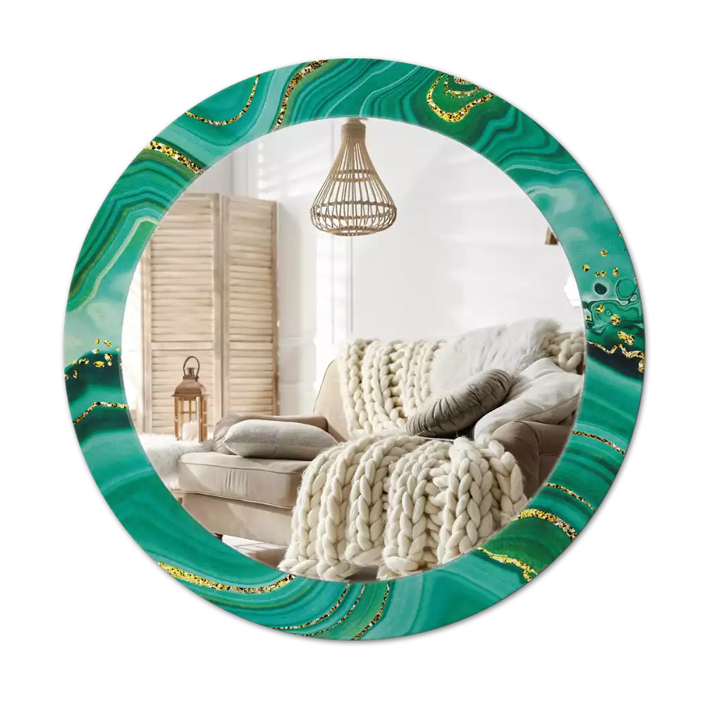 Kulaté dekorační zrcadlo na zeď Achátový mramor