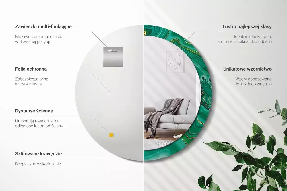 Kulaté dekorační zrcadlo na zeď Achátový mramor