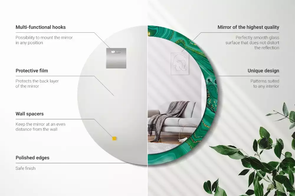 Kulaté dekorační zrcadlo na zeď Achátový mramor