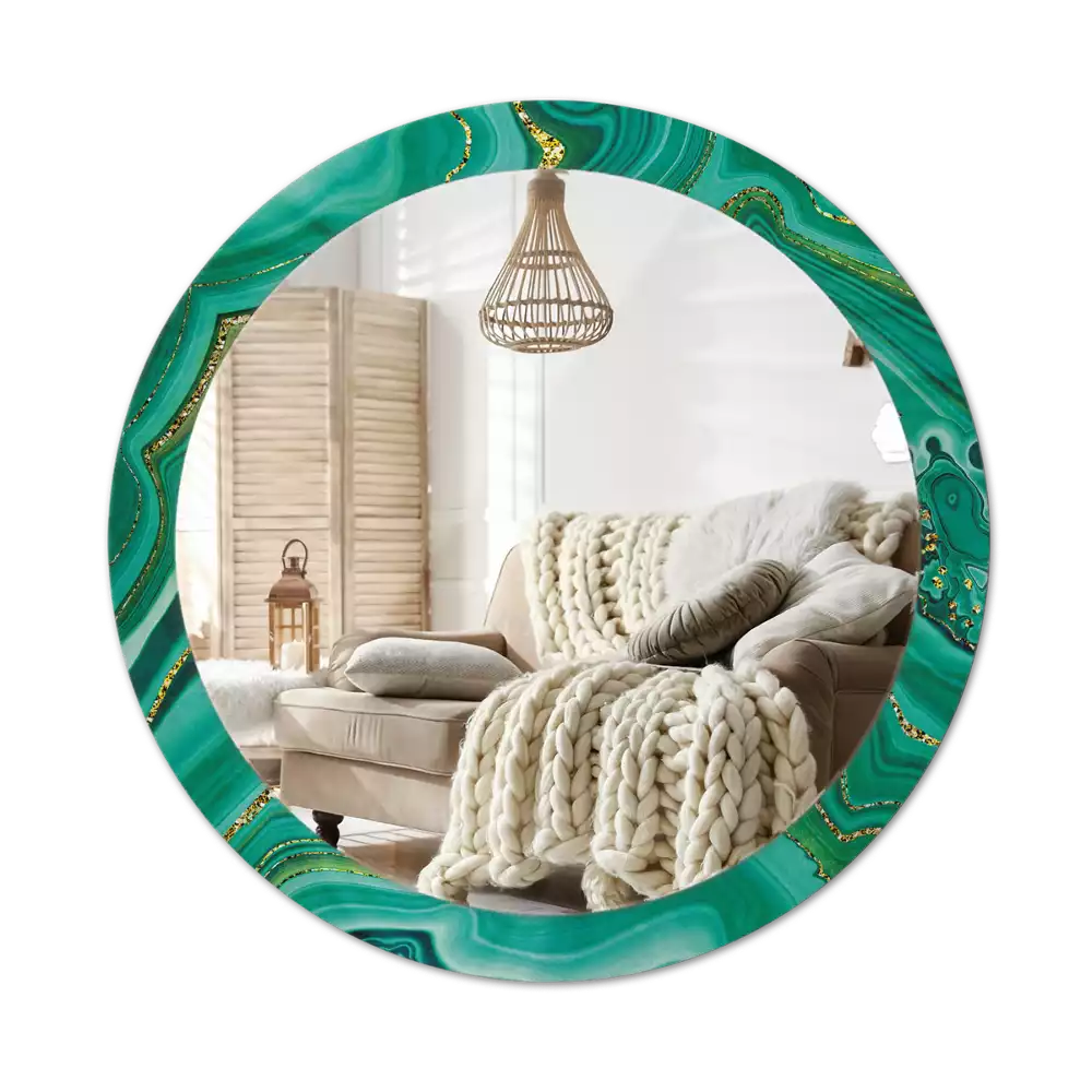 Kulaté dekorační zrcadlo na zeď Achátový mramor