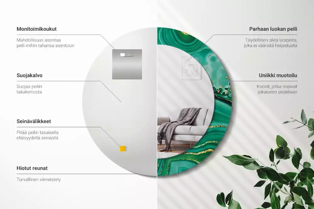 Kulaté dekorační zrcadlo na zeď Achátový mramor