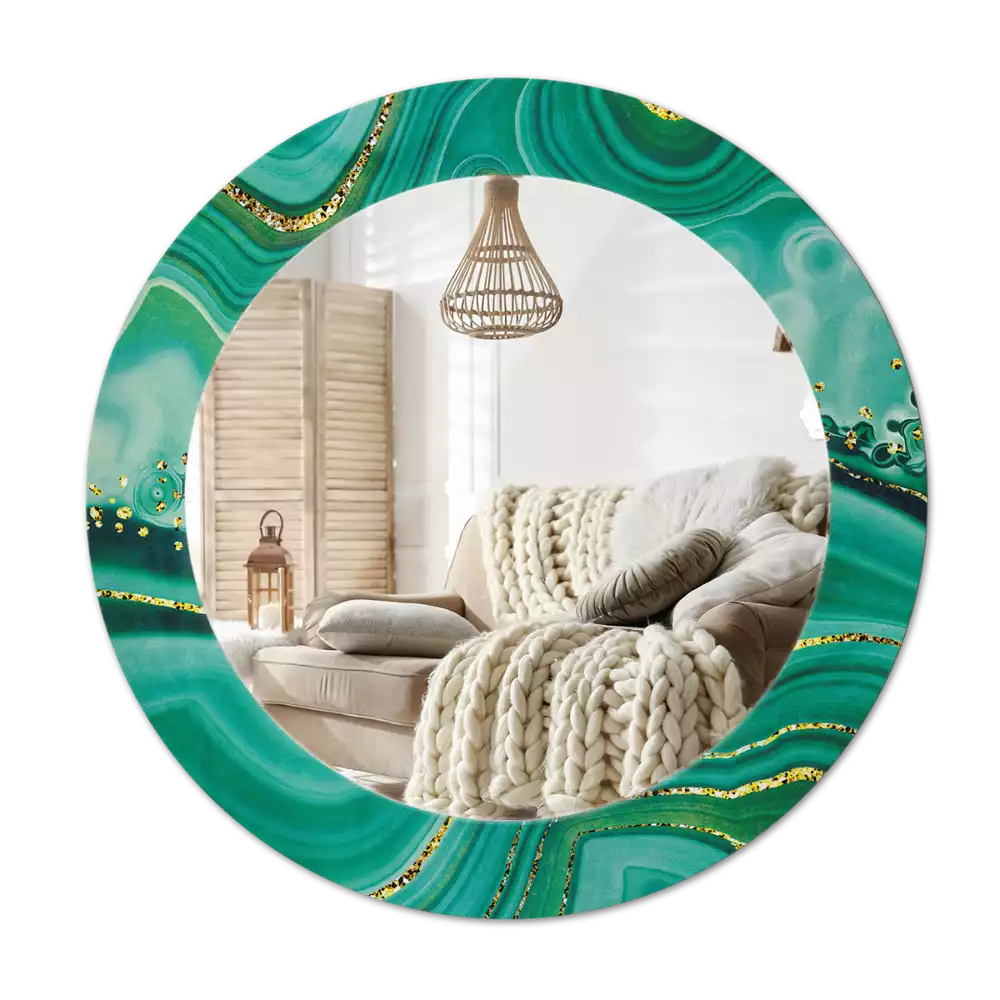 Kulaté dekorační zrcadlo na zeď Achátový mramor