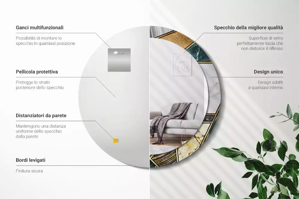 Kulaté dekorační zrcadlo na zeď Mramorový styl