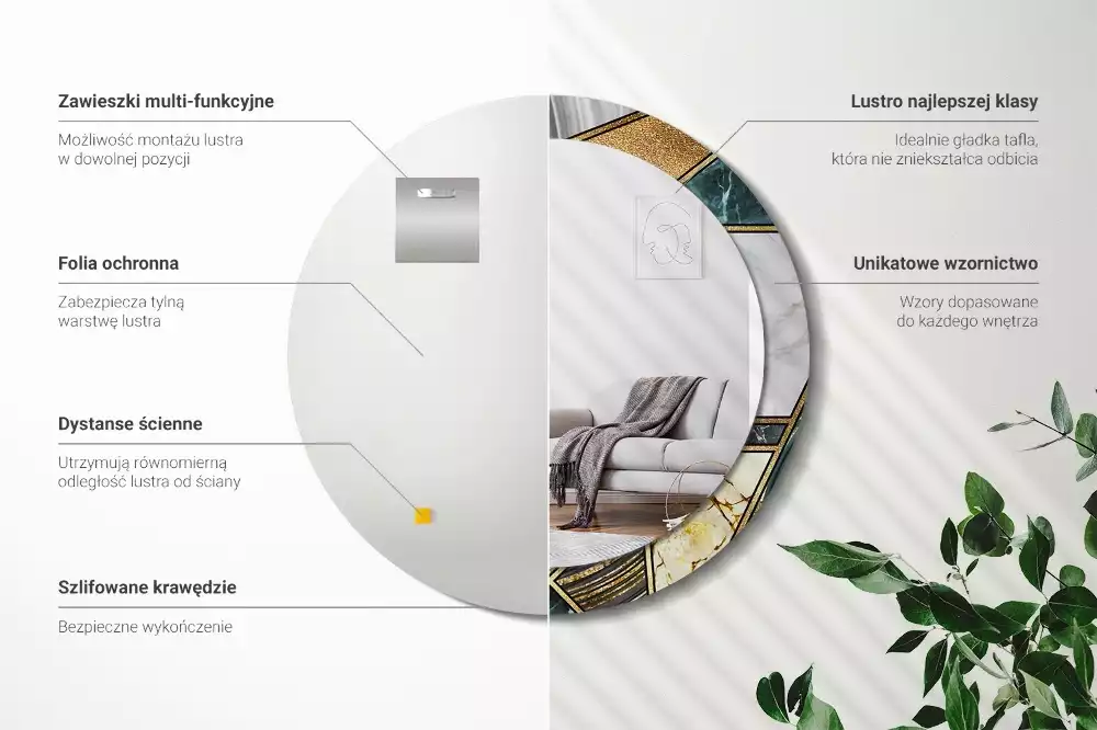 Kulaté dekorační zrcadlo na zeď Mramorový styl