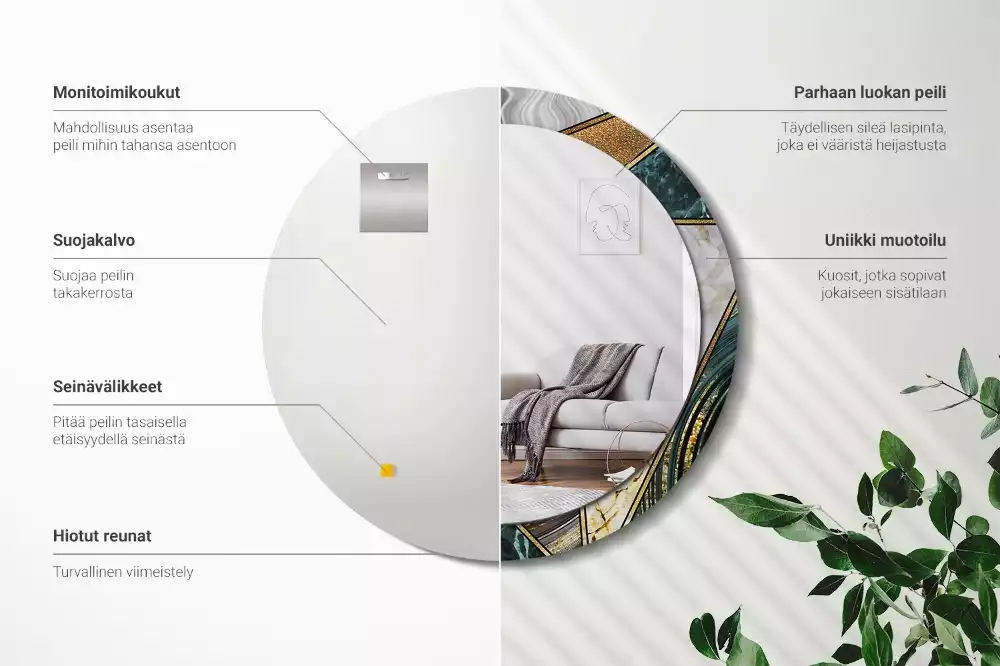 Kulaté dekorační zrcadlo na zeď Mramorový styl