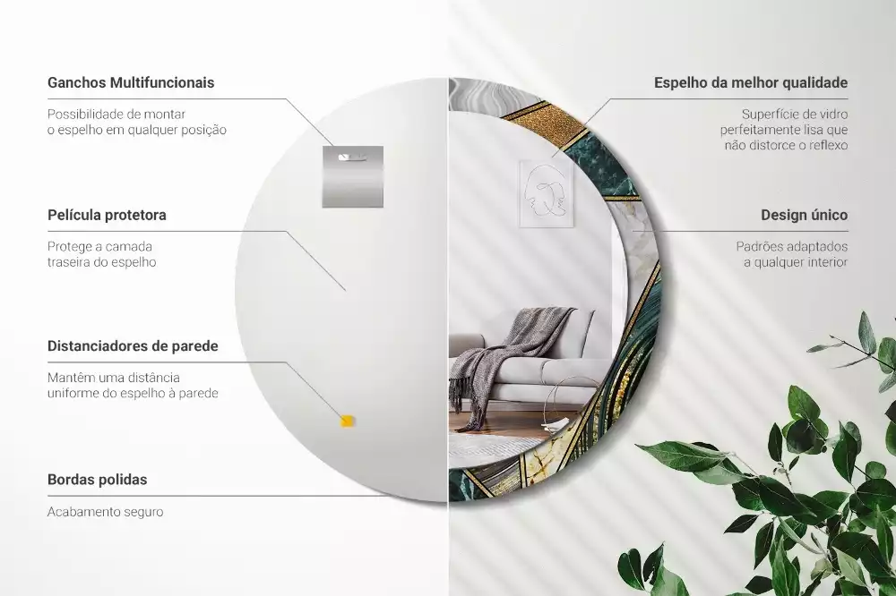 Kulaté dekorační zrcadlo na zeď Mramorový styl