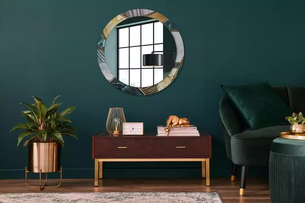 Kulaté dekorační zrcadlo na zeď Mramorový styl