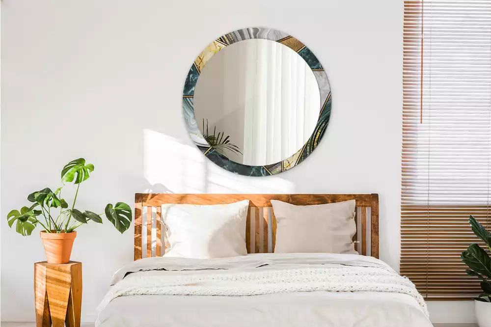 Kulaté dekorační zrcadlo na zeď Mramorový styl