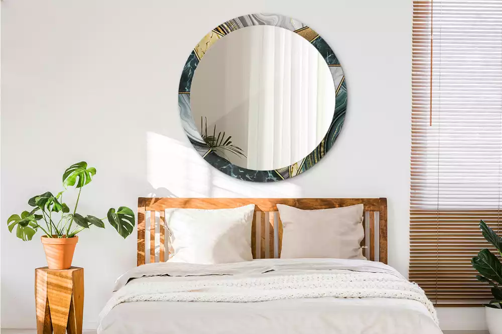 Kulaté dekorační zrcadlo na zeď Mramorový styl