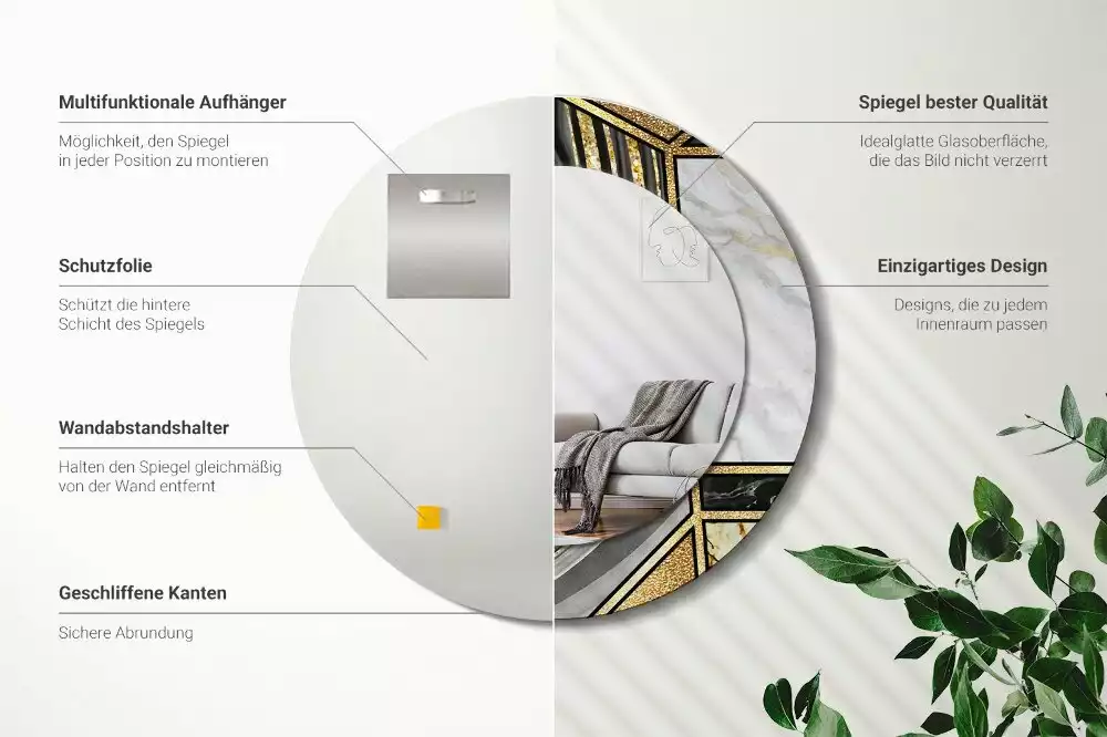 Kulaté dekorační zrcadlo na zeď Mramorový styl