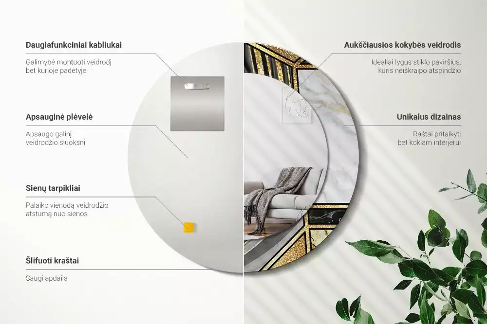 Kulaté dekorační zrcadlo na zeď Mramorový styl