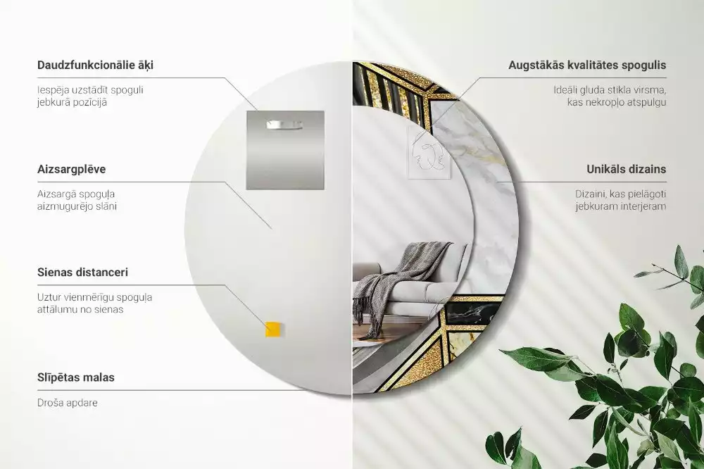 Kulaté dekorační zrcadlo na zeď Mramorový styl
