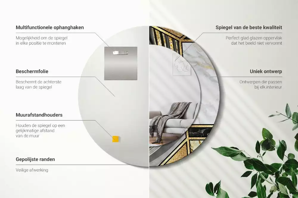 Kulaté dekorační zrcadlo na zeď Mramorový styl