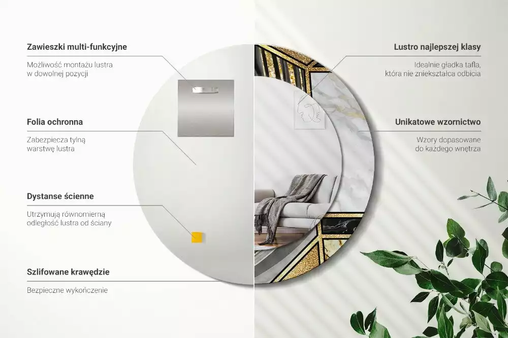 Kulaté dekorační zrcadlo na zeď Mramorový styl