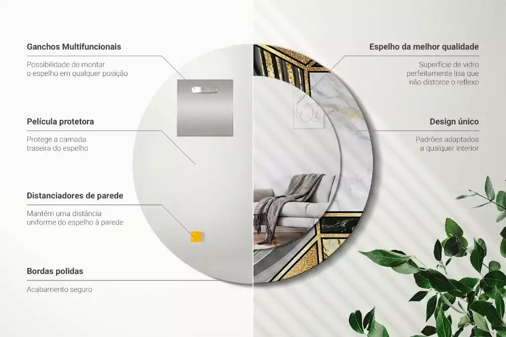 Kulaté dekorační zrcadlo na zeď Mramorový styl