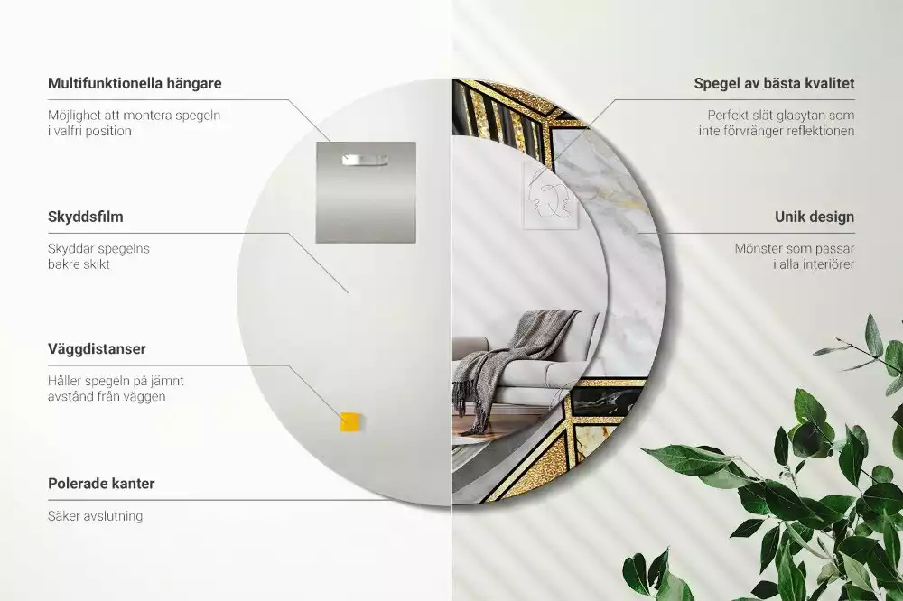 Kulaté dekorační zrcadlo na zeď Mramorový styl