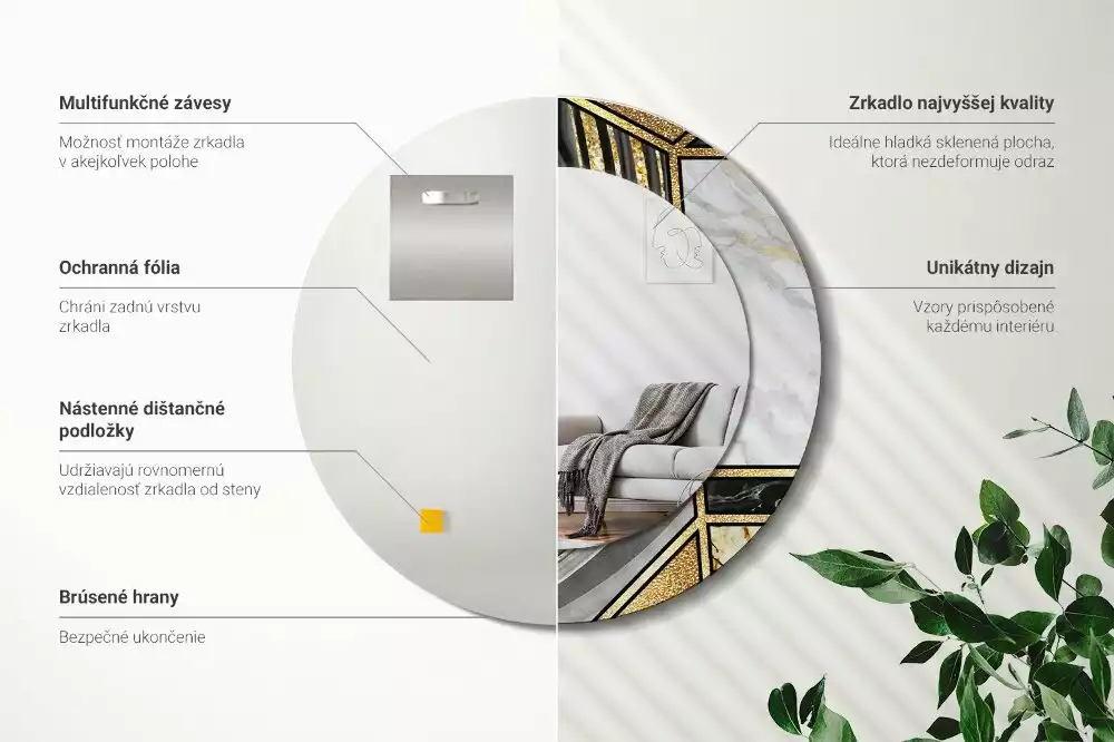 Kulaté dekorační zrcadlo na zeď Mramorový styl