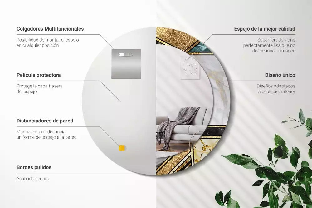 Kulaté dekorační zrcadlo na zeď Mramorový styl