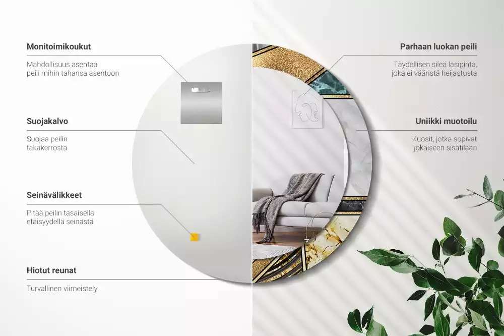 Kulaté dekorační zrcadlo na zeď Mramorový styl