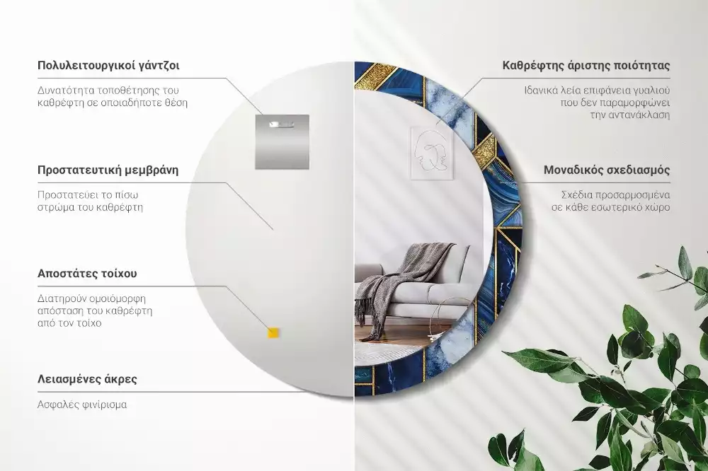 Kulaté dekorační zrcadlo na zeď Moderní mramor