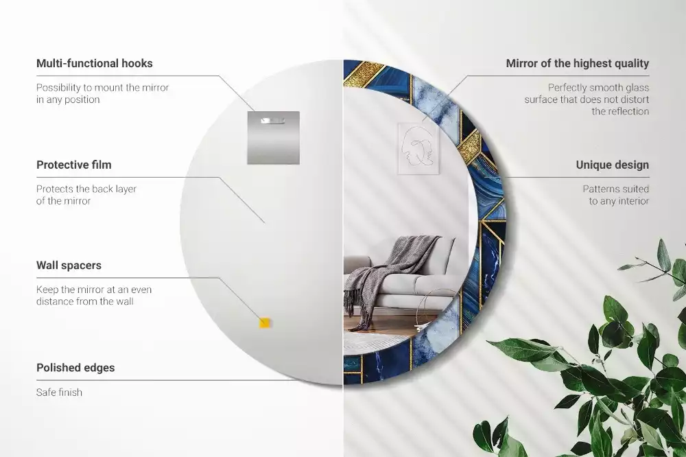 Kulaté dekorační zrcadlo na zeď Moderní mramor