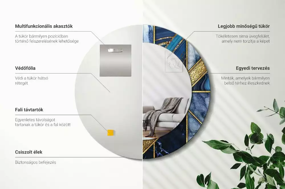 Kulaté dekorační zrcadlo na zeď Moderní mramor