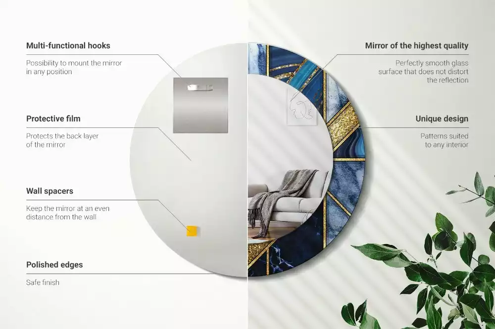 Kulaté dekorační zrcadlo na zeď Moderní mramor