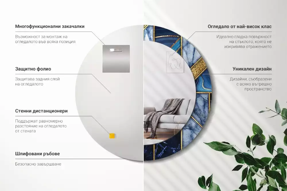 Kulaté dekorační zrcadlo na zeď Moderní mramor