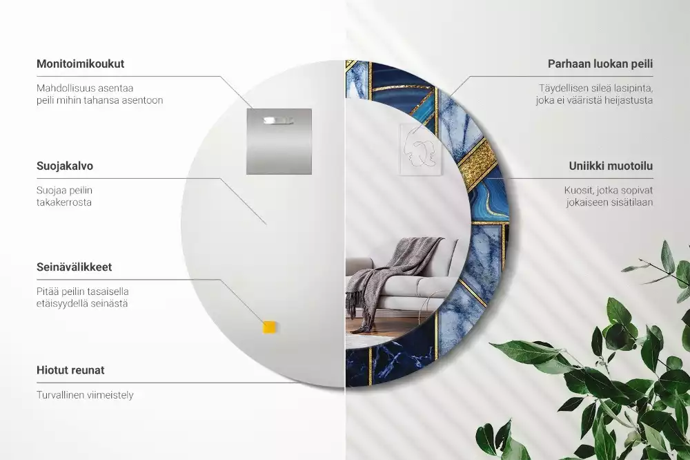 Kulaté dekorační zrcadlo na zeď Moderní mramor