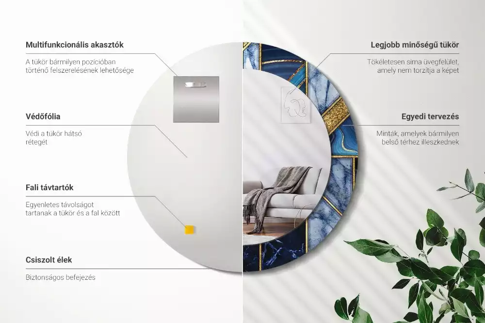 Kulaté dekorační zrcadlo na zeď Moderní mramor