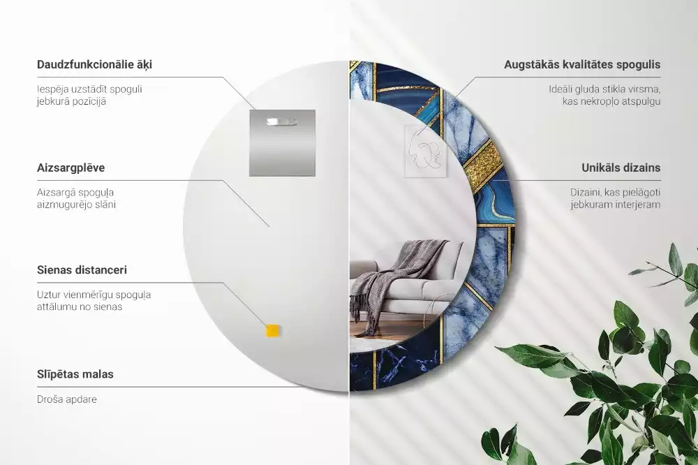 Kulaté dekorační zrcadlo na zeď Moderní mramor