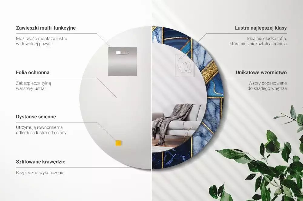 Kulaté dekorační zrcadlo na zeď Moderní mramor