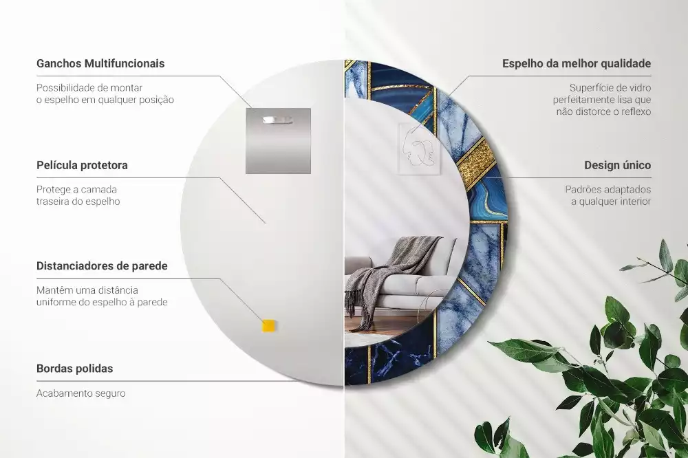 Kulaté dekorační zrcadlo na zeď Moderní mramor