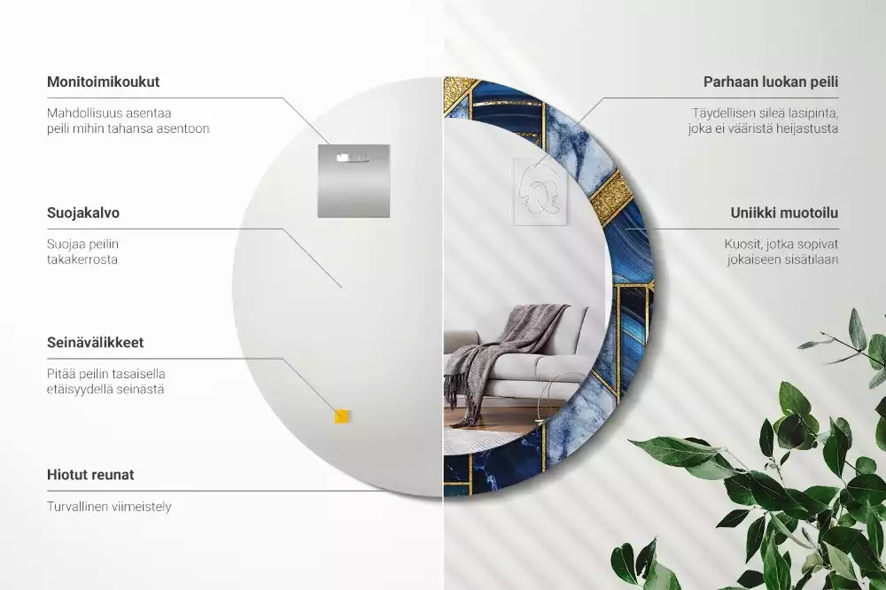 Kulaté dekorační zrcadlo na zeď Moderní mramor