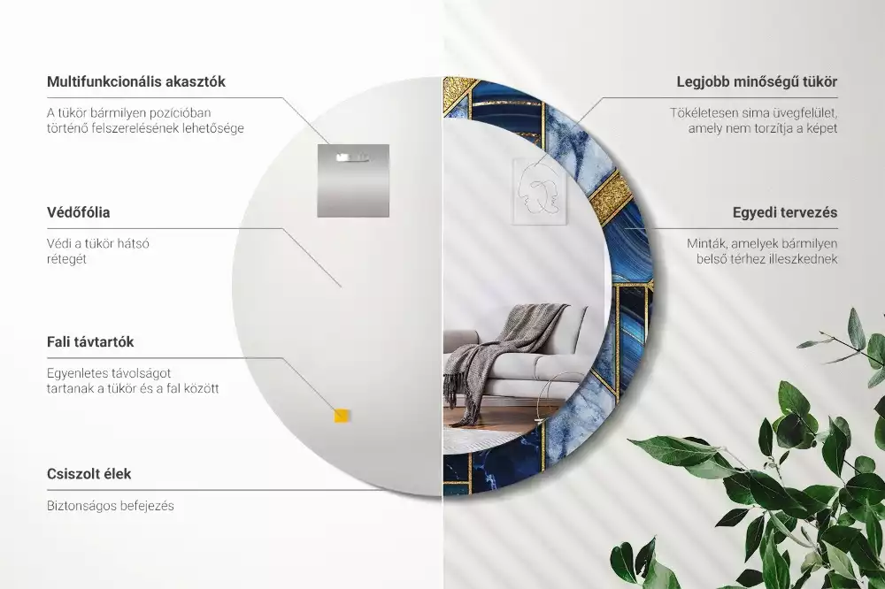 Kulaté dekorační zrcadlo na zeď Moderní mramor