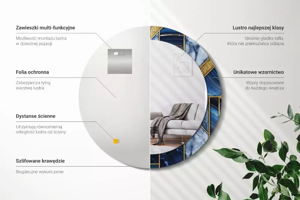 Kulaté dekorační zrcadlo na zeď Moderní mramor