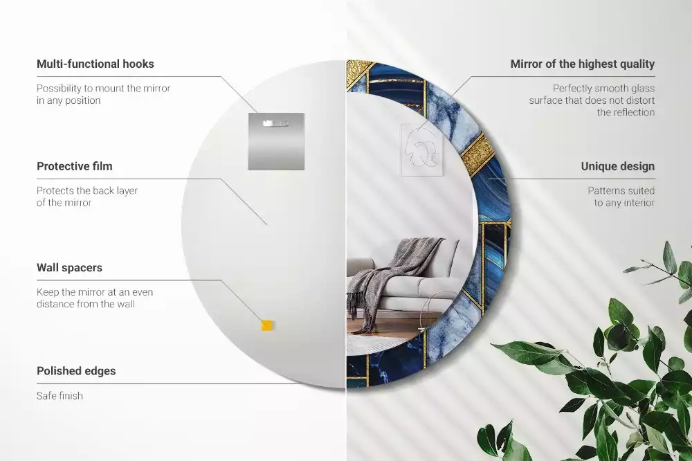 Kulaté dekorační zrcadlo na zeď Moderní mramor