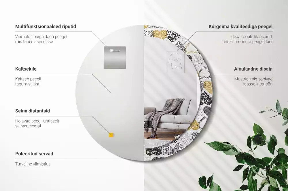 Kulaté zrcadlo s potiskem Srdce Doodle styl