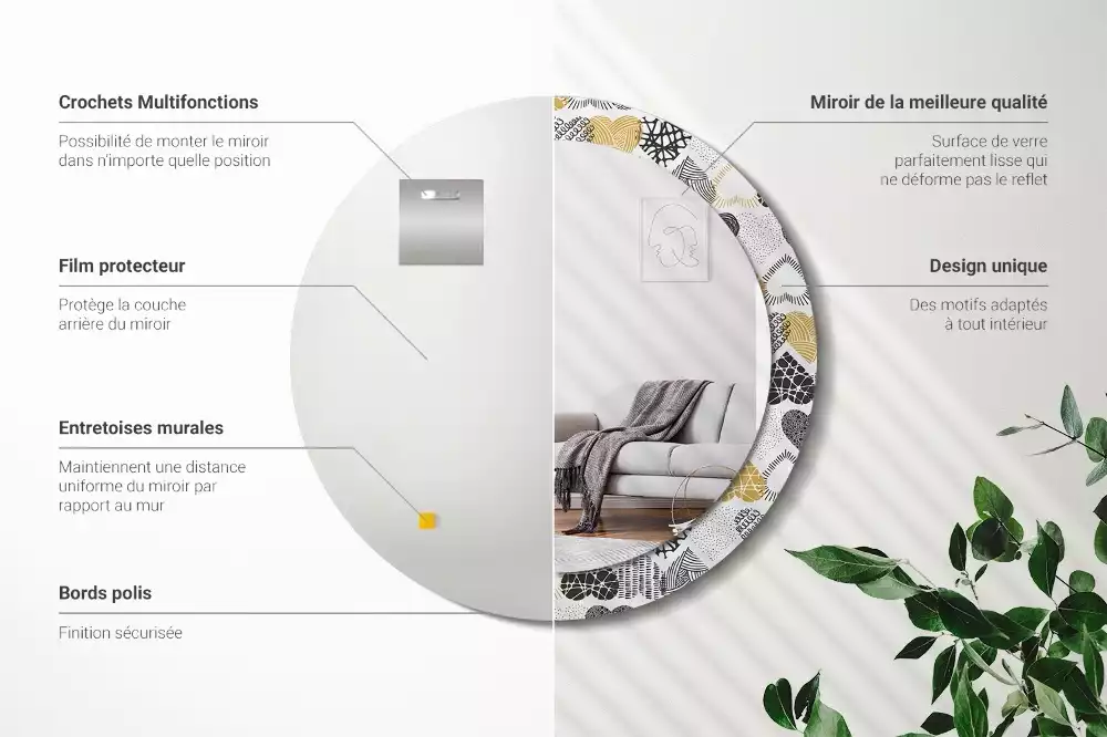 Kulaté zrcadlo s potiskem Srdce Doodle styl