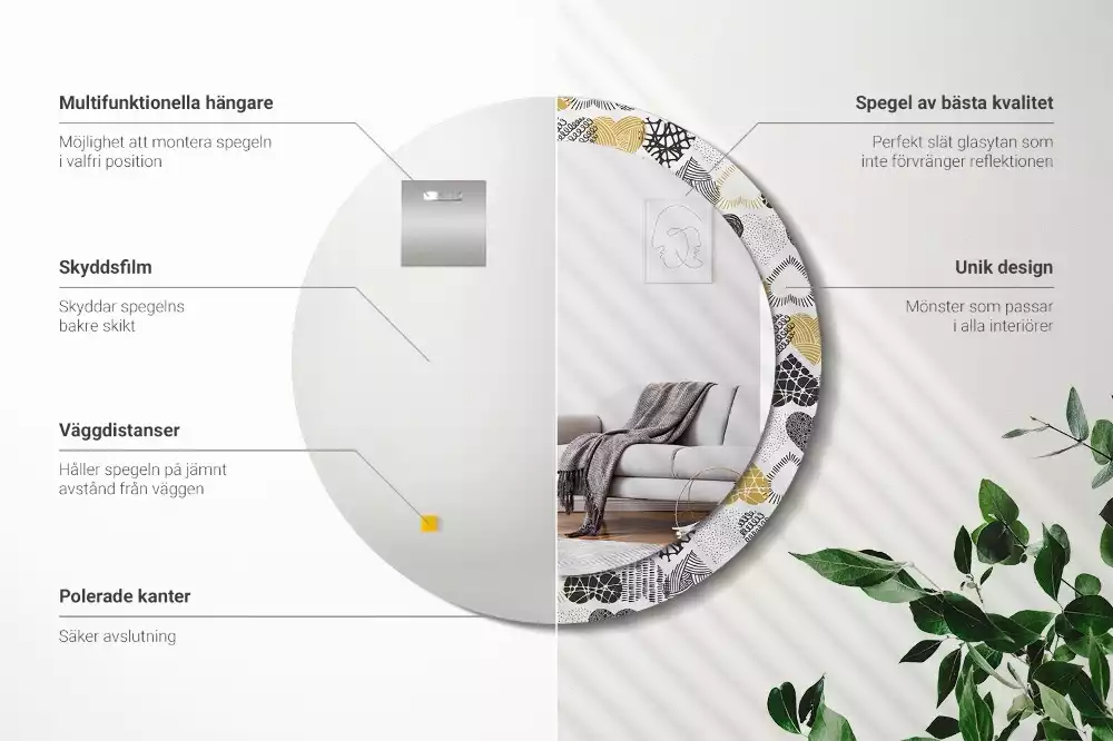 Kulaté zrcadlo s potiskem Srdce Doodle styl