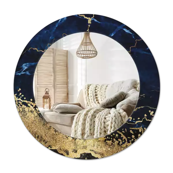 Kulaté zrcadlo s potiskem Modrý mramor