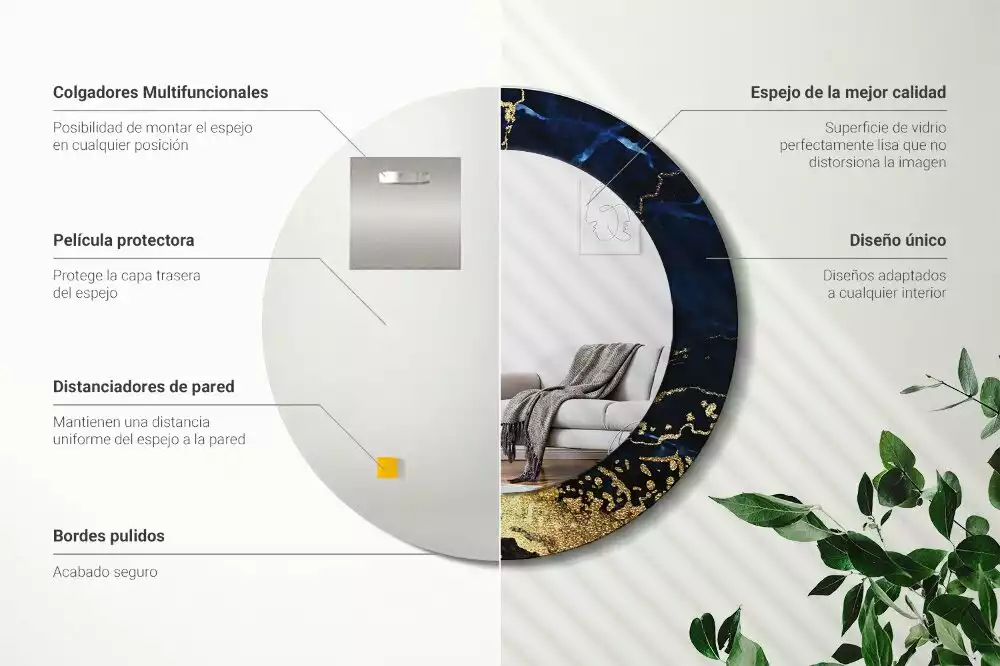 Kulaté zrcadlo s potiskem Modrý mramor