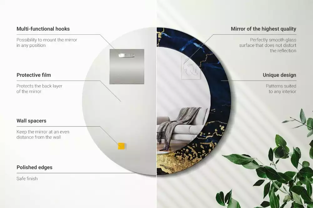 Kulaté zrcadlo s potiskem Modrý mramor