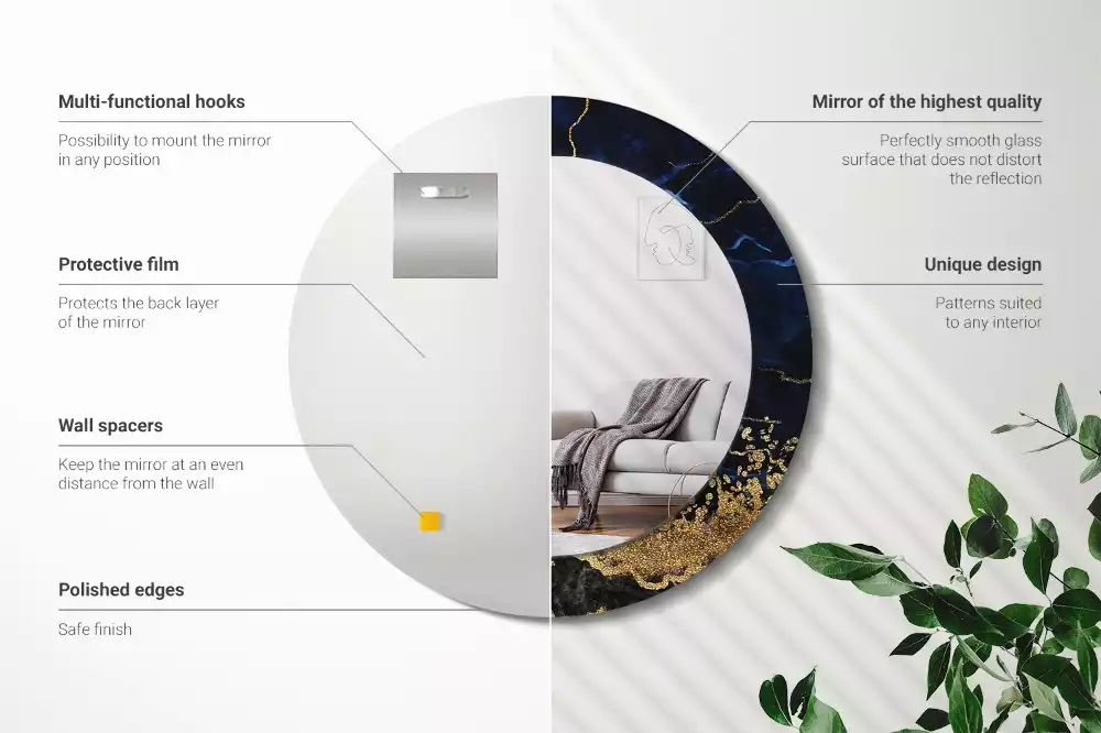 Kulaté zrcadlo s potiskem Modrý mramor