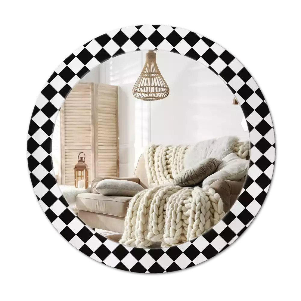 Kulaté dekorativní zrcadlo Šachový stůl