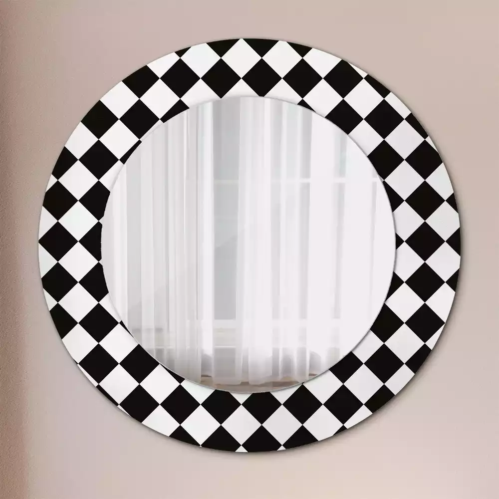 Kulaté dekorativní zrcadlo Šachový stůl